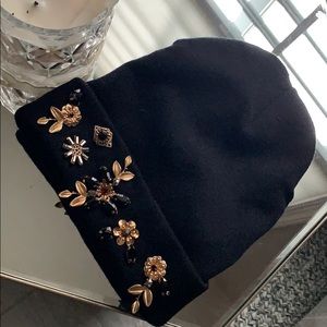Black beanie with 3D floral design